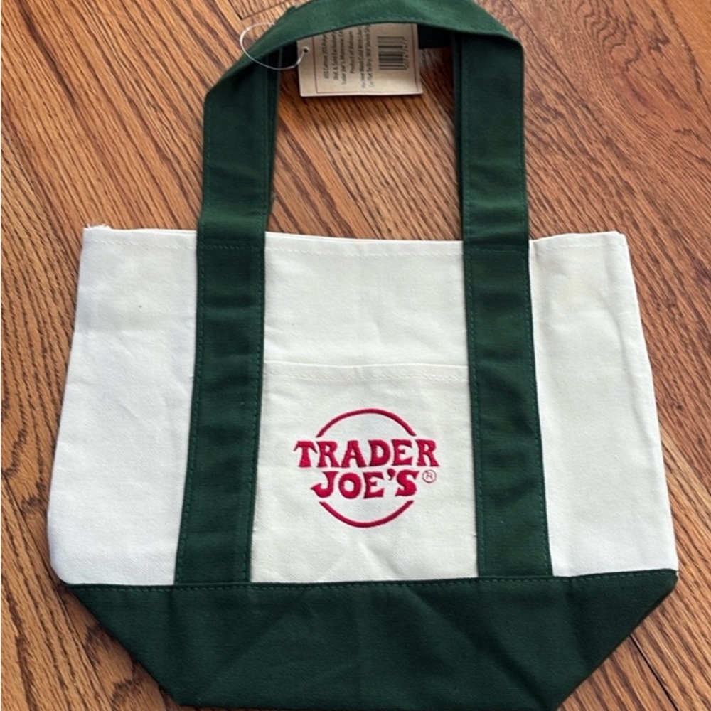 Trader Joe's Green and White micro Tote Bag